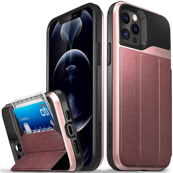 Vena vCommute Serisi iPhone 12 Pro Kartlkl Klf (MIL-STD-810G)-Rose Gold