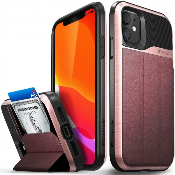 Vena vCommute Serisi Apple iPhone 11 Kartlkl Klf (MIL-STD-810G)-Rose Gold