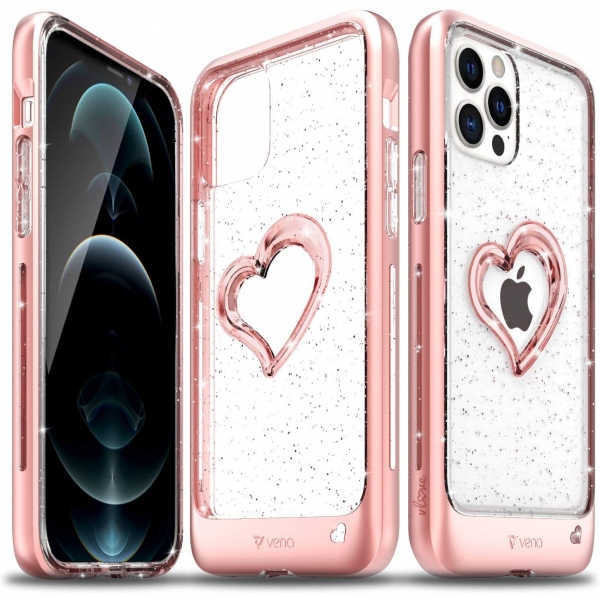 Vena vLove Serisi Apple iPhone 12 Klf-Rose Gold