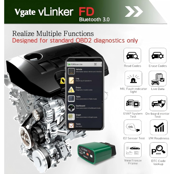 Vgate vLinker FD Bluetooth OBD2 Ara� Tan� Cihaz�