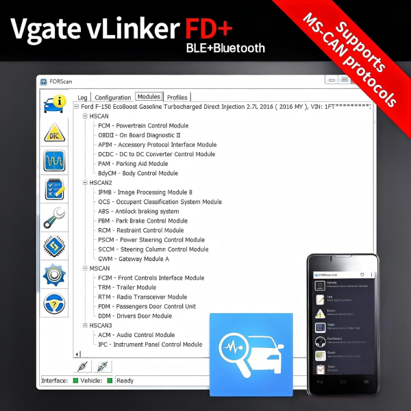 Vgate vLinker FD+ Bluetooth OBD2 Ara� Tan� Cihaz�