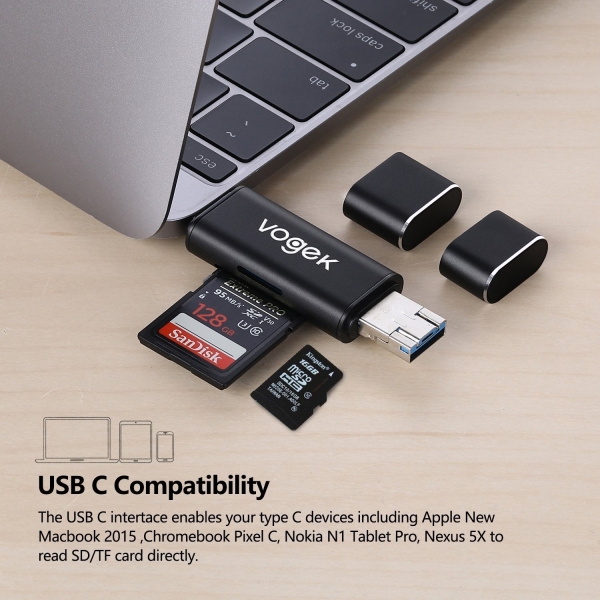 Vogek USB 3.0 SD / Micro SD Kart Okuyucu Adaptr