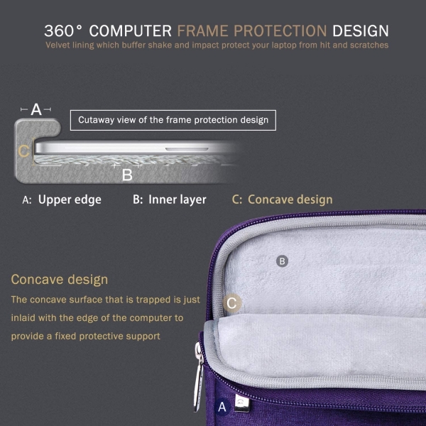 Voova MacBook Air/Pro Laptop Sleeve anta (13-13.3 in)-Purple