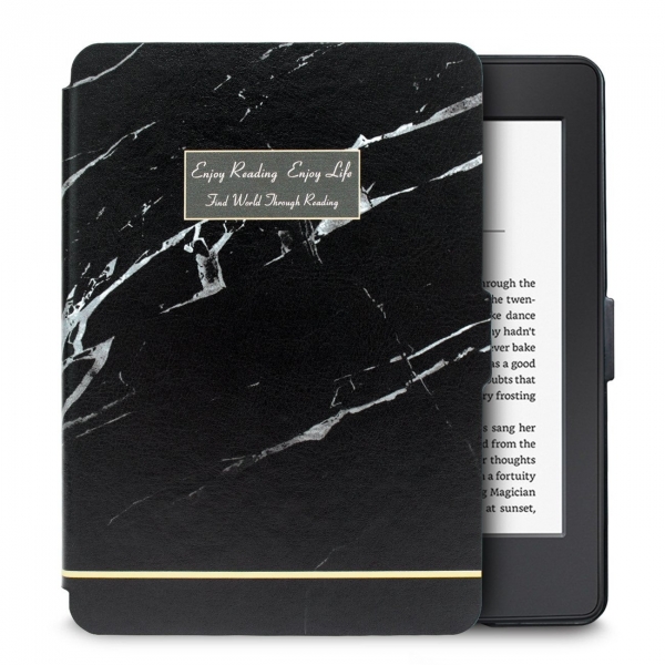 WALNEW Kindle Paperwhite Desenli Klf (6 in)-Black Marble