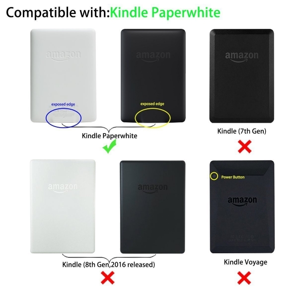 WALNEW Kindle Paperwhite Desenli Klf (6 in)-Black Marble