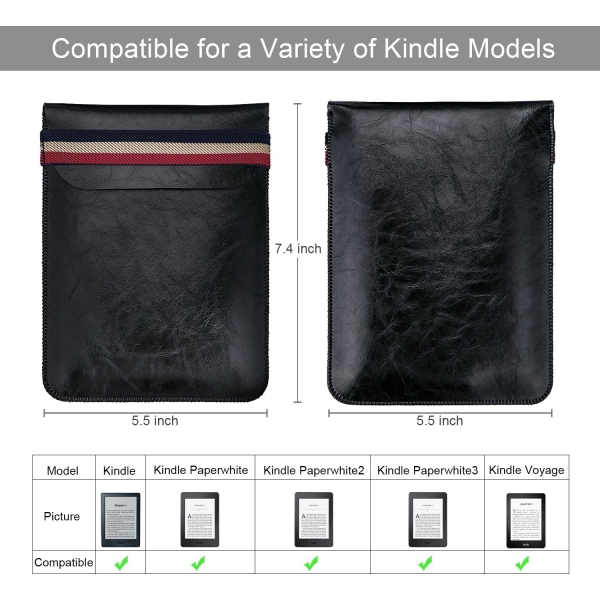 WALNEW Kindle Sleeve Klf (6 in)-Black