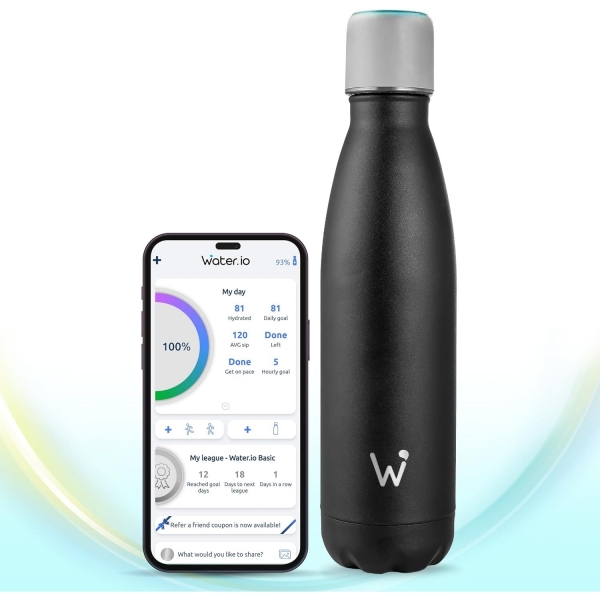 WATER.IO Paslanmaz elik Akll Su iesi (500ml)-Black