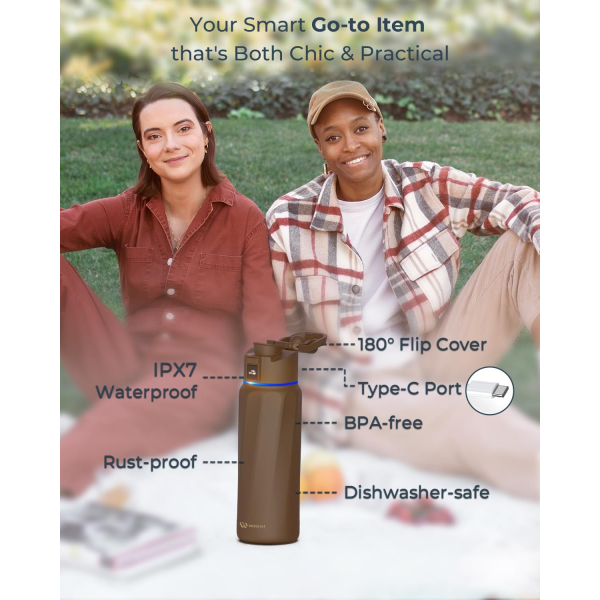 WATERH BOOST Yaltml Akll Su iesi (1 Litre)-Mocha