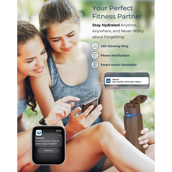 WATERH BOOST Yaltml Akll Su iesi (1 Litre)-Mocha