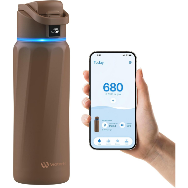 WATERH BOOST Yaltml Akll Su iesi (1 Litre)-Mocha