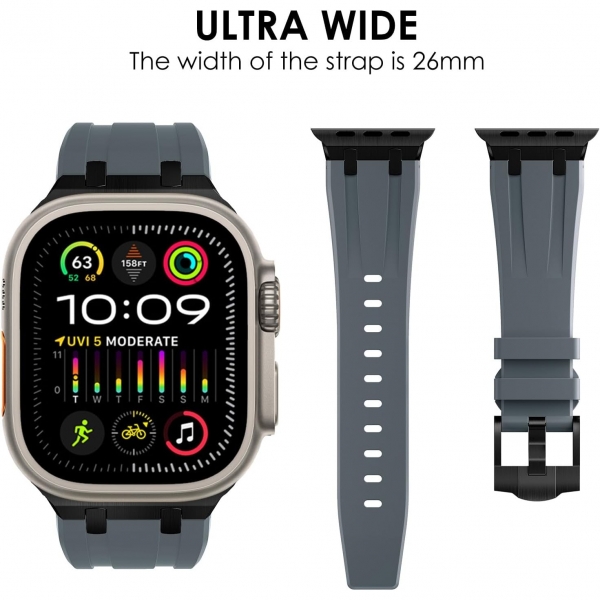 WINGLE Apple Watch Ultra 2. Nesil Silikon Kay (49mm)-Grey