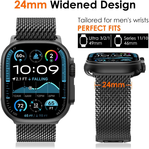 WINGLE Apple Watch Ultra 3.Nesil Uyumlu Kay-Black