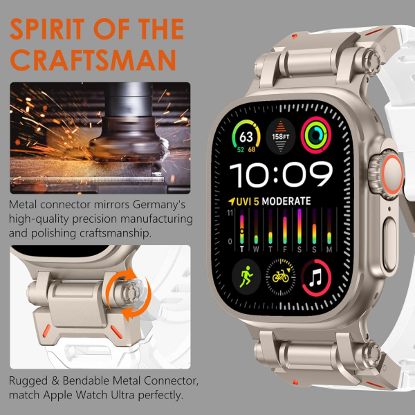 WINGLE Apple Watch Ultra 3/2/1.Nesil Silikon Kay-Titanium