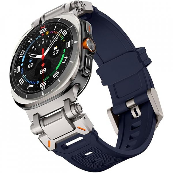 WINGLE Naylon Galaxy Watch Ultra Kay�� (47mm)-Titanium/Blue