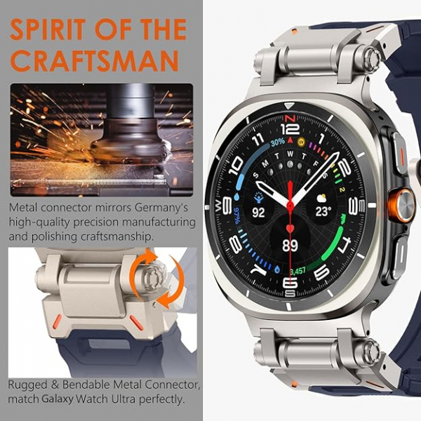 WINGLE Naylon Galaxy Watch Ultra Kay�� (47mm)-Titanium/Blue