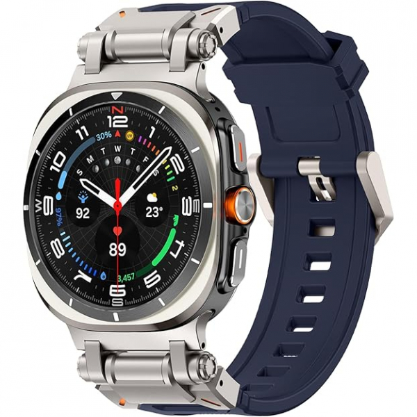 WINGLE Naylon Galaxy Watch Ultra Kay�� (47mm)-Titanium/Blue