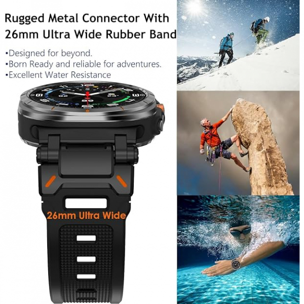 WINGLE Naylon Galaxy Watch Ultra 2 Kay�� (47mm)-Black/Black
