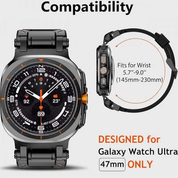 WINGLE Naylon Galaxy Watch Ultra 2 Kay�� (47mm)-Black/Black