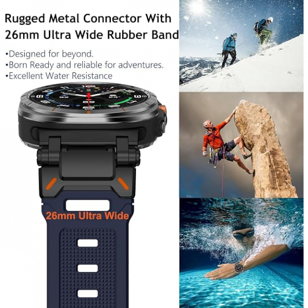 WINGLE Naylon Galaxy Watch Ultra 2 Kay�� (47mm)-Black/Blue