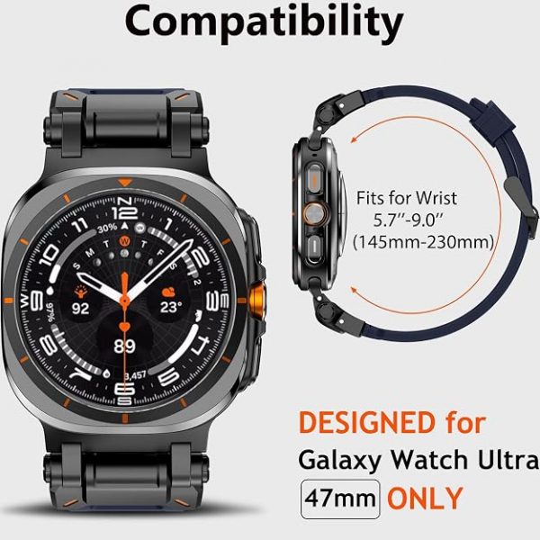 WINGLE Naylon Galaxy Watch Ultra 2 Kay�� (47mm)-Black/Blue