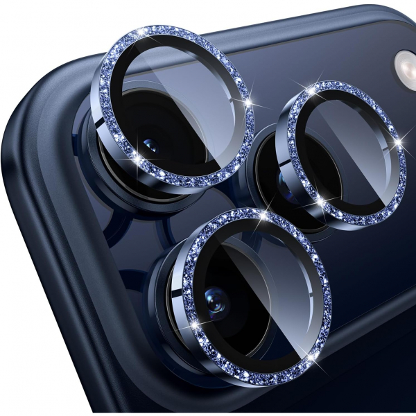 WSKEN iPhone 17 Pro/17 Pro Max Kamera Koruyucu-Glitter Blue