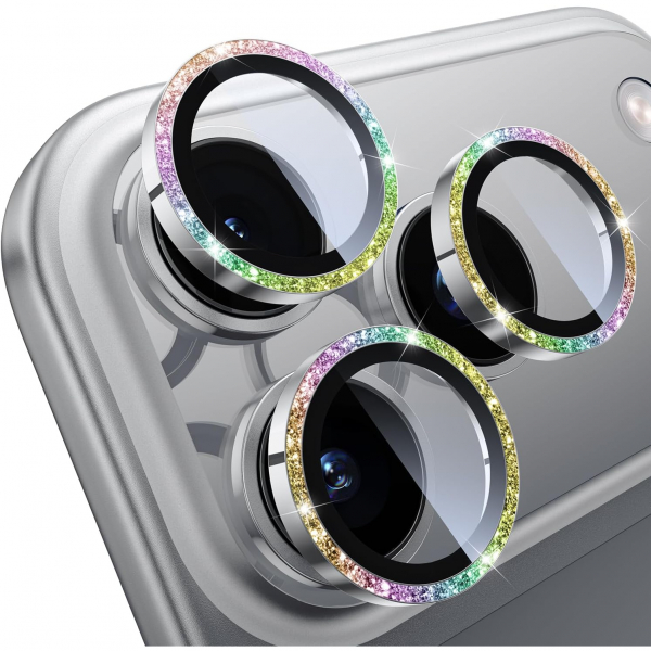 WSKEN iPhone 17 Pro/17 Pro Max Kamera Koruyucu-Glitter Colorful