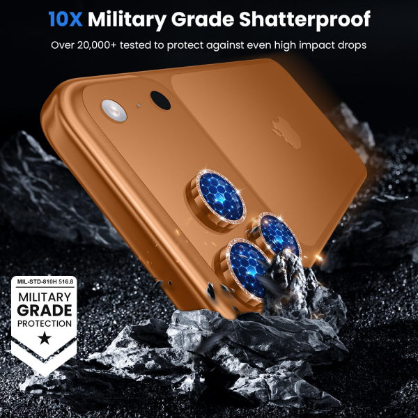 WSKEN iPhone 17 Pro/17 Pro Max Kamera Koruyucu-Glitter Orange