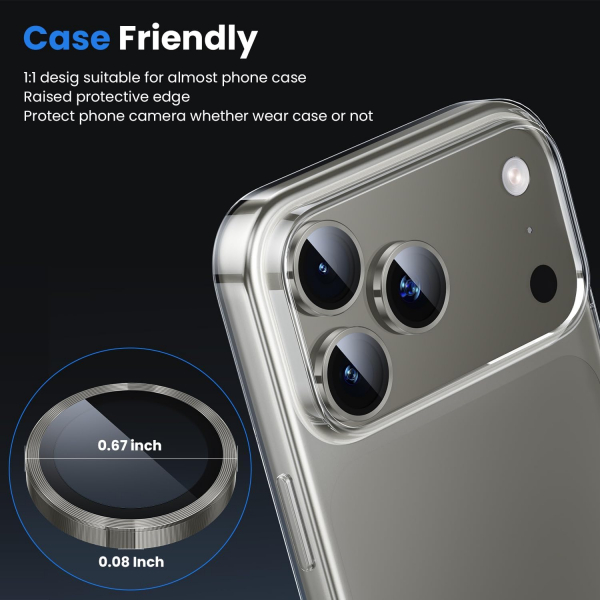 WSKEN iPhone 17 Pro/17 Pro Max Kamera Koruyucu-Grey Titanium