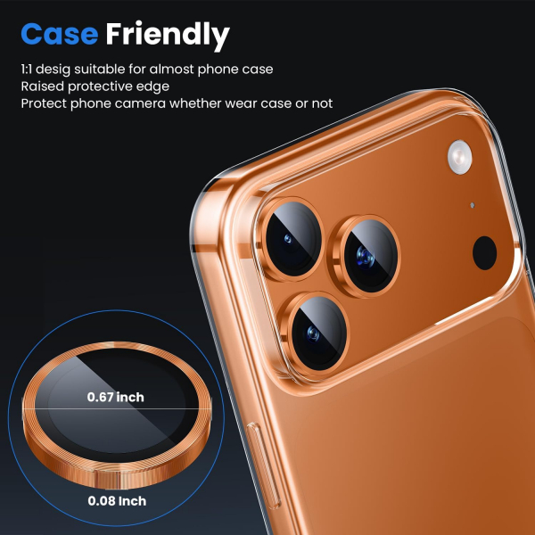 WSKEN iPhone 17 Pro/17 Pro Max Kamera Koruyucu-Orange Titanium