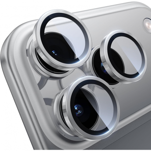 WSKEN iPhone 17 Pro/17 Pro Max Kamera Koruyucu-Silver Titanium