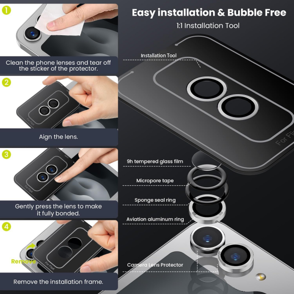 WSKEN Galaxy Z Flip 6 Kamera Lens Koruyucu-Silver