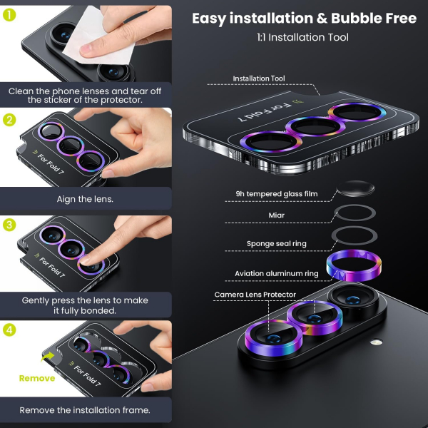 WSKEN Galaxy Z Fold 7 Kamera Lens Koruyucu -Colorful