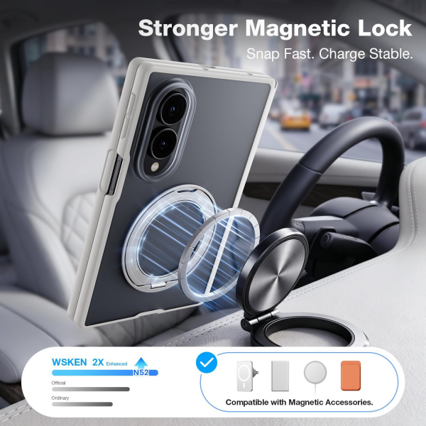 WSKEN Galaxy Z Fold 8 MagSafe Ekran Koruyuculu K�l�f-White