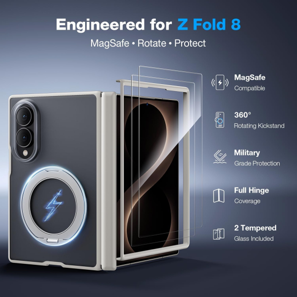 WSKEN Galaxy Z Fold 8 MagSafe Ekran Koruyuculu K�l�f-White