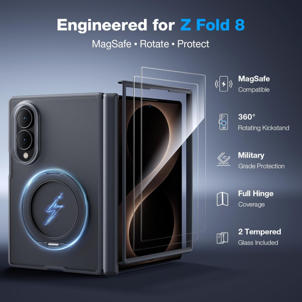 WSKEN Galaxy Z Fold 8 MagSafe Ekran Koruyuculu K�l�f-Black