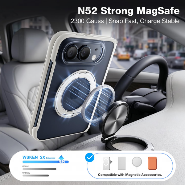 WSKEN iPhone Duo Manyetik Y�z�k Standl� K�l�f-Matte White