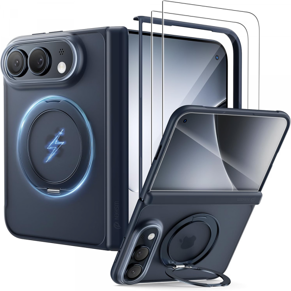 WSKEN iPhone Duo Manyetik Y�z�k Standl� K�l�f-Matte Blue