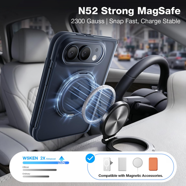 WSKEN iPhone Duo Manyetik Y�z�k Standl� K�l�f-Matte Blue