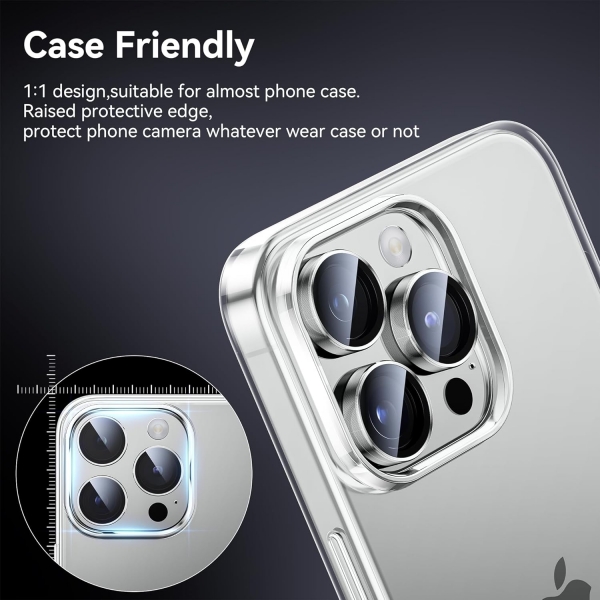 WSKEN iPhone 15 Pro/15 Pro Max Kamera Koruyucu-Glitter Titanium