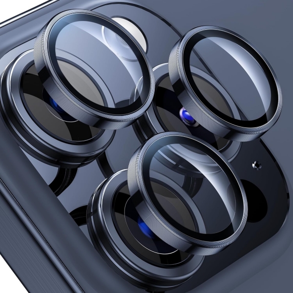 WSKEN iPhone 15 Pro/15 Pro Max Kamera Koruyucu-Blue Titanium