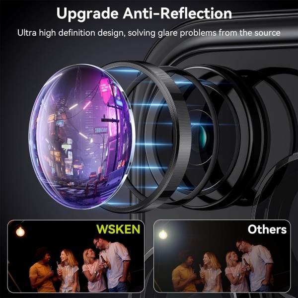 WSKEN iPhone 15 Pro/15 Pro Max Kamera Koruyucu-Black Titanium