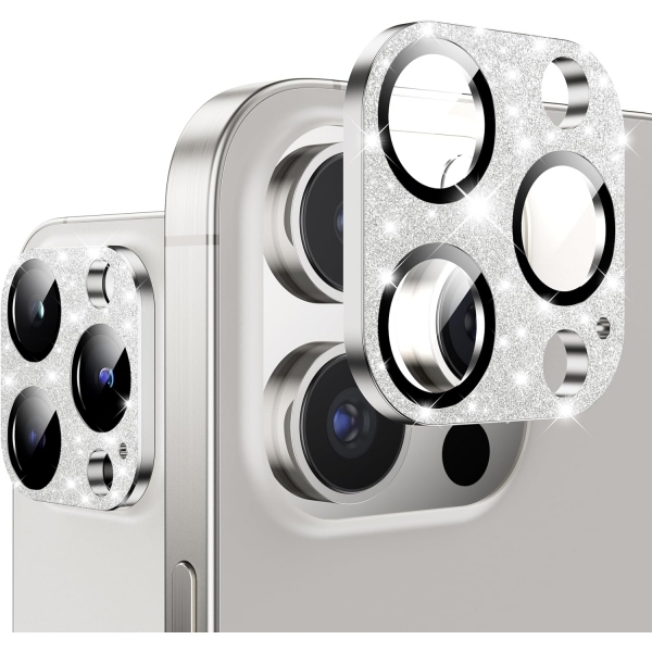WSKEN iPhone 15 Pro/15 Pro Max Kamera Lens Koruyucu-Glitter