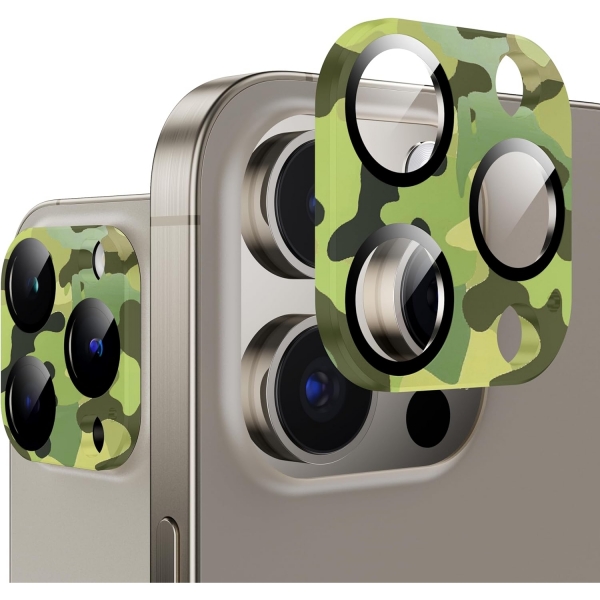 WSKEN iPhone 15 Pro/15 Pro Max Kamera Lens Koruyucu-Camouflage