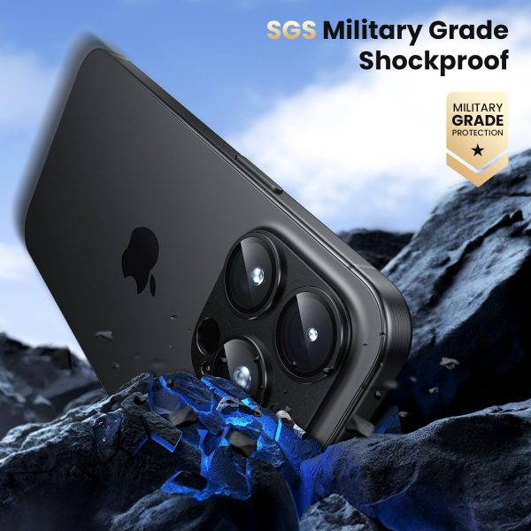 WSKEN iPhone 16 Pro/16 Pro Max Kamera Lens Koruyucu-Black Titanium 