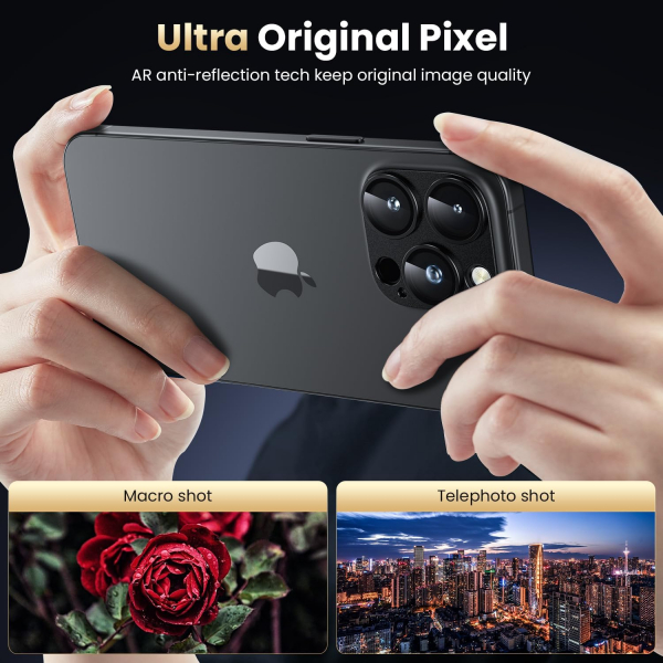 WSKEN iPhone 16 Pro/16 Pro Max Kamera Lens Koruyucu-Grey Titanium
