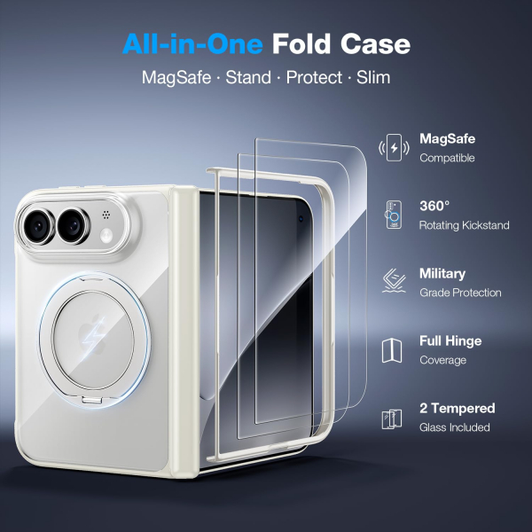 WSKEN iPhone Duo Manyetik Y�z�kl� Standl� K�l�f -Clear White