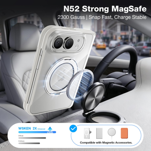 WSKEN iPhone Duo Manyetik Y�z�kl� Standl� K�l�f -Clear White