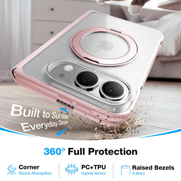 WSKEN iPhone Duo Manyetik Y�z�kl� Standl� K�l�f -Clear Pink