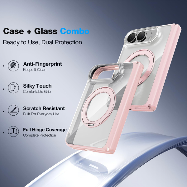 WSKEN iPhone Duo Manyetik Y�z�kl� Standl� K�l�f -Clear Pink