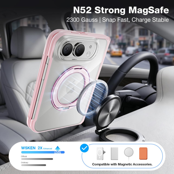 WSKEN iPhone Duo Manyetik Y�z�kl� Standl� K�l�f -Clear Pink